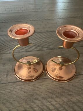 Vintage 2 New Coppercraft Guild Candle Holders Condlestick Holders